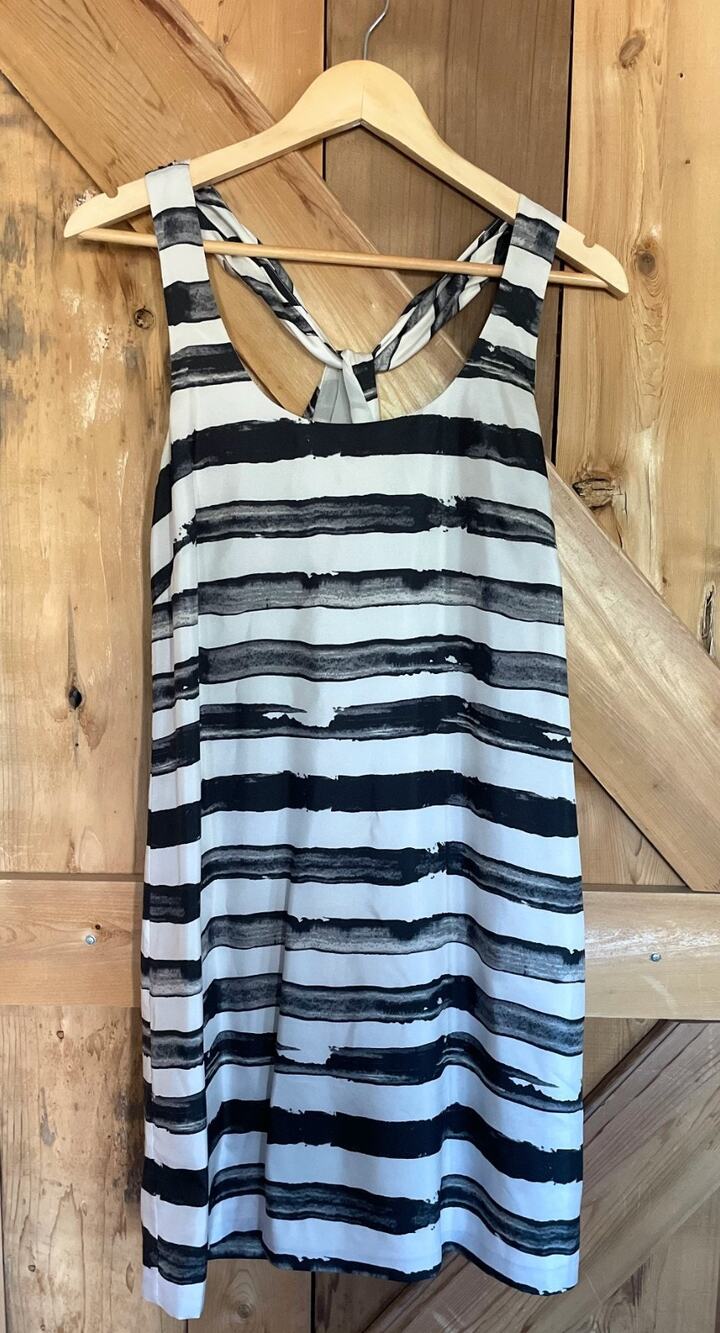 J. Crew Black and White Cross Back 100% Silk Dress, Size M, Semi-Formal, Party